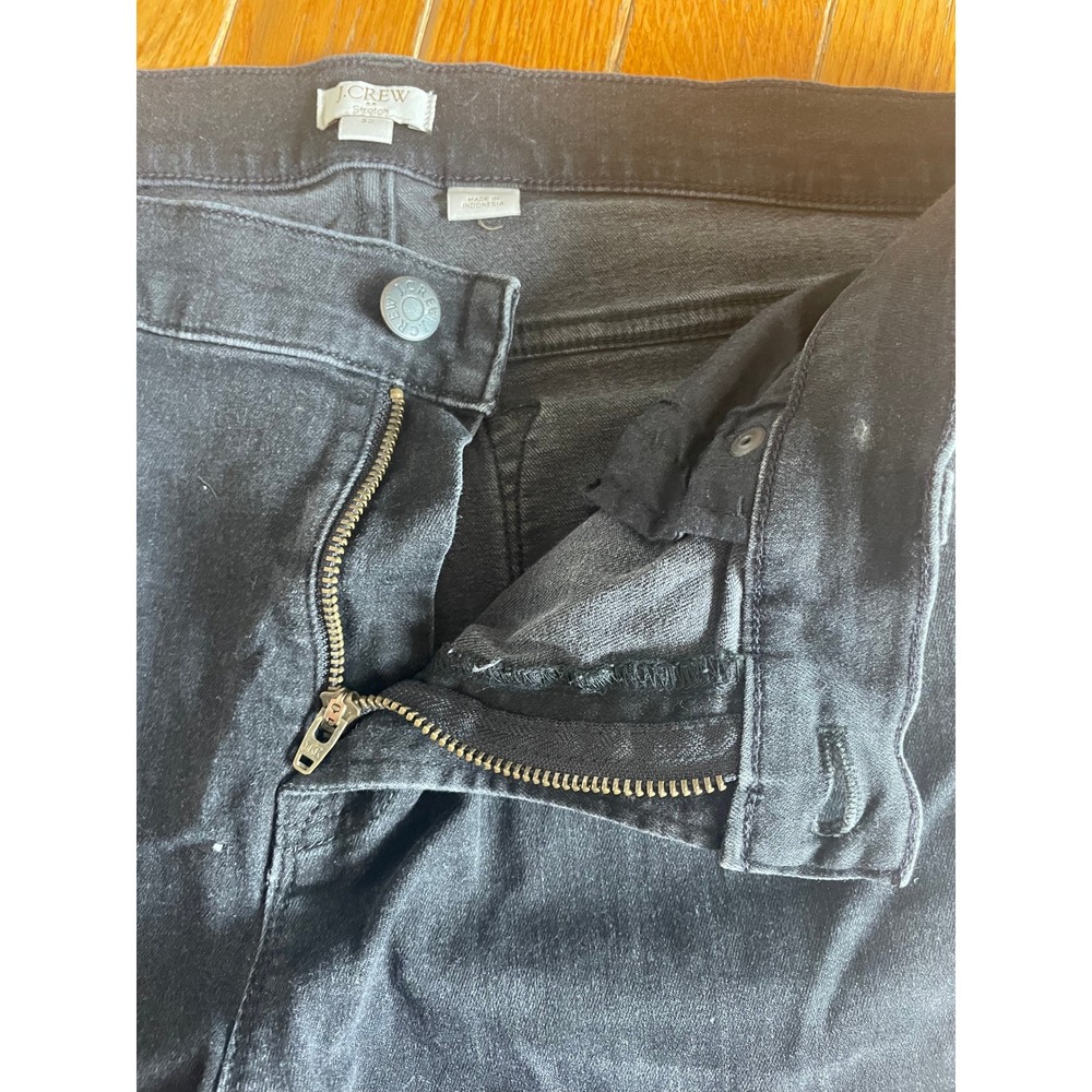 J Crew Jeans Womens Sz 32 Charcoal‎ Raw Hem Mid Rise Stretch Denim Straight - Picture 4 of 9